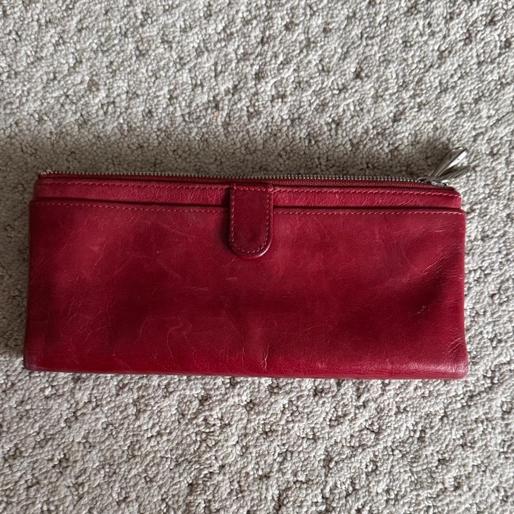 HOBO Elegant Red Leather Continental Wallet